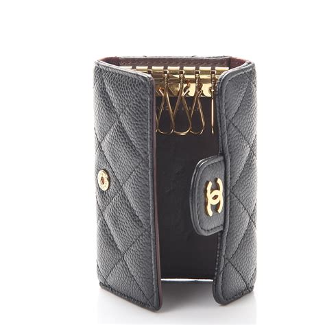 chanel caviar 6 key holder|CHANEL Caviar Quilted 6 Key Holder Black .